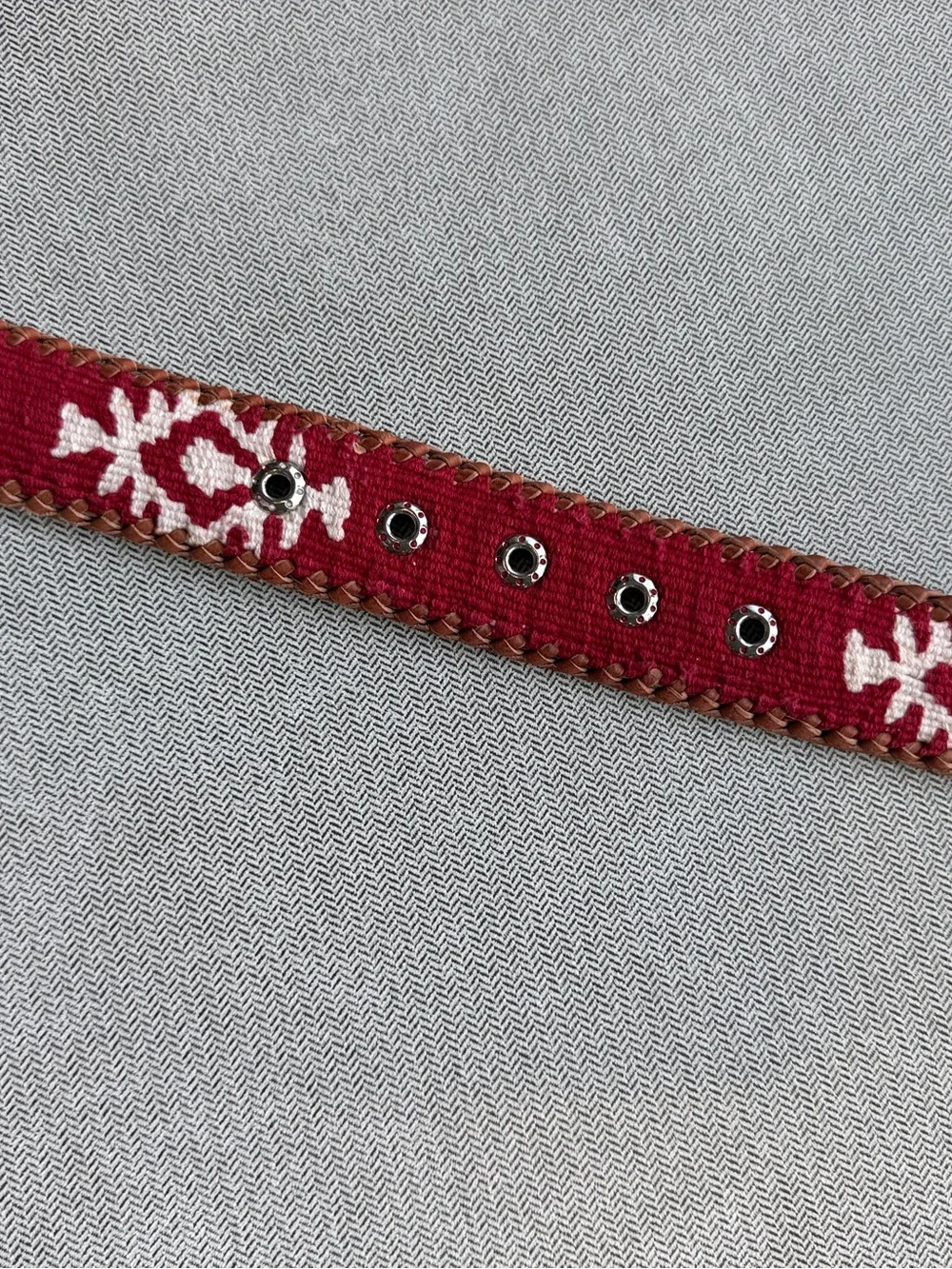 Arloom Red Embroidered Leather-Trim Women’s Belt NEW ROUND TOP TX